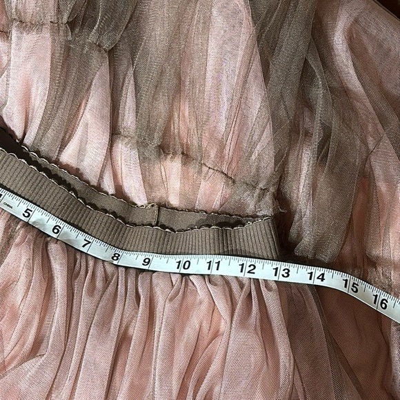 SooLinen Pink Ruffled Tulle Skirt with Brown - Picture 5 of 5